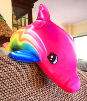 A beautiful, rainbow dolphin. Plush soft toy!