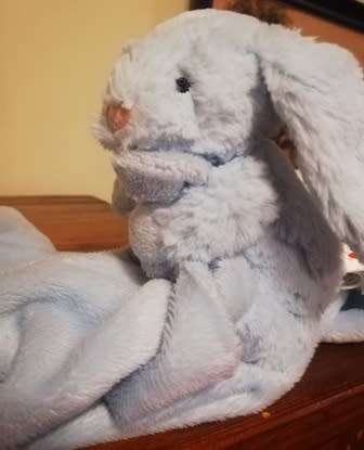 Jellycat Blue Bashful Bunny Soother. Plush Baby Comfort/Toy Blanket.