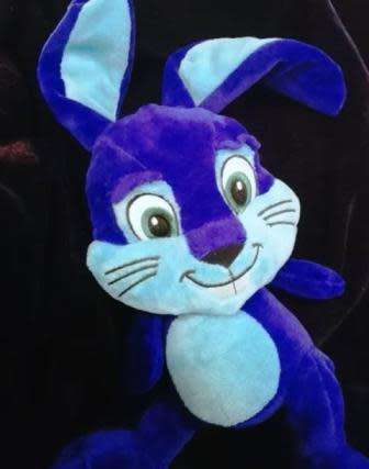 Ricky a dark blue Easter bunny/egg - Frey`s Migros plush soft toy!
