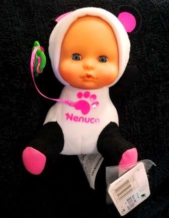 RARE Famosa Nenuco Little Doll. Mini Panda Costume with Pacifier. Tags. 18cm.