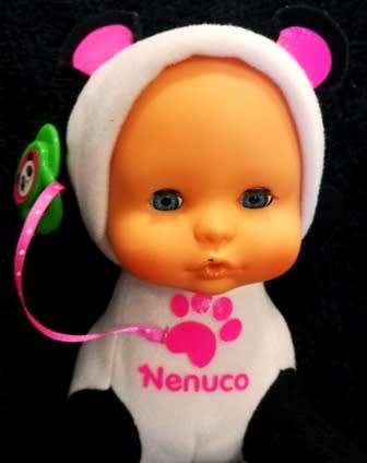 RARE Famosa Nenuco Little Doll. Mini Panda Costume with Pacifier. Tags. 18cm.