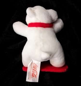 Collectable Coca-Cola Teddy Bear with a Scarf on a Skateboard. 13cm.