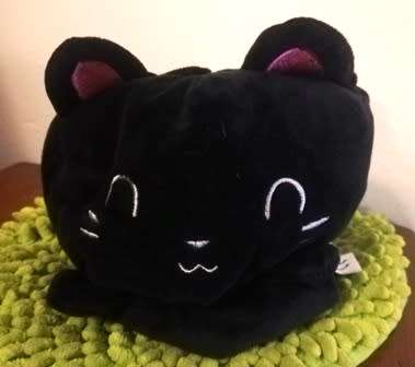 Sbabam Emotional cats! Black Cat reversable plushie. 13cm.
