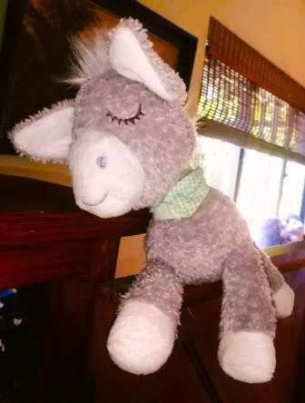 Snoozy the sleepy little donkey with a very floppy head. Cute as a button. 20cm.