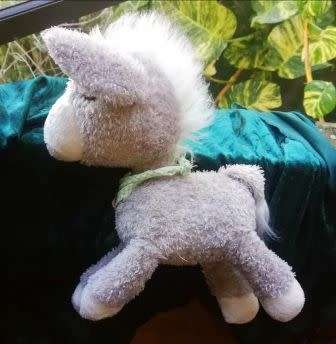 Snoozy the sleepy little donkey with a very floppy head. Cute as a button. 20cm.