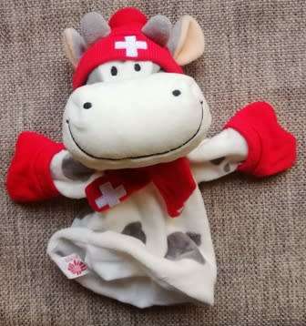 The Cow Doctor plush hand puppet from Switzerland! 27cm.