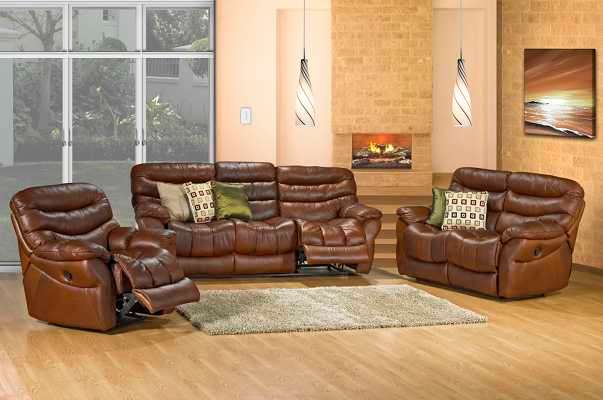 3 Piece Picasso Leather lounge sites- (5 Recliners)