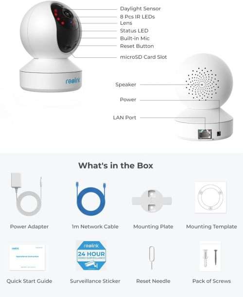 Instacam Reolink E1 3MP V2 AI (Includes Person & Pet Detection) - Indoor Super HD WiFi PTZ Security