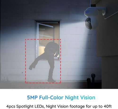 Instacam Reolink E1 Outdoor - 5MP Spotlight Weatherproof AI Detection WiFi PTZ Security Camera