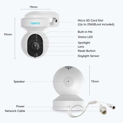 Instacam Reolink E1 Outdoor - 5MP Spotlight Weatherproof AI Detection WiFi PTZ Security Camera