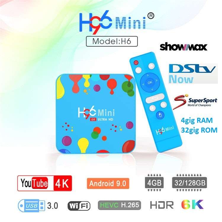 H96 mini 4gig RAM 128gig ROM Android 9.0 Dual Band WIFI DSTV now Netflix