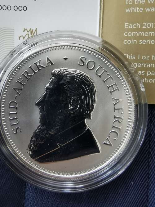 2017 Krugerrand 1 Oz Silver Premium Uncirculated Coin with 50th Anniv. Mint mark,Capsule,Pouch,Cert.