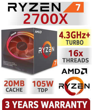 AMD Ryzen 7 2700X Processor (8c/16t, 20MB Smart Prefetch Cache, 4.3GHz Max Boost) / AMD Wraith Prism