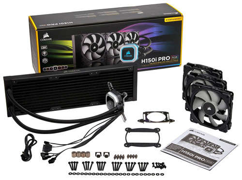 Corsair Hydro Series H150i Pro RGB High Performance Liquid CPU Cooler / 360 mm Radiator / Triple 120