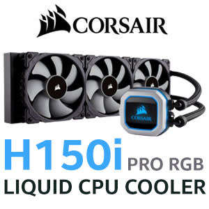 Corsair Hydro Series H150i Pro RGB High Performance Liquid CPU Cooler / 360 mm Radiator / Triple 120