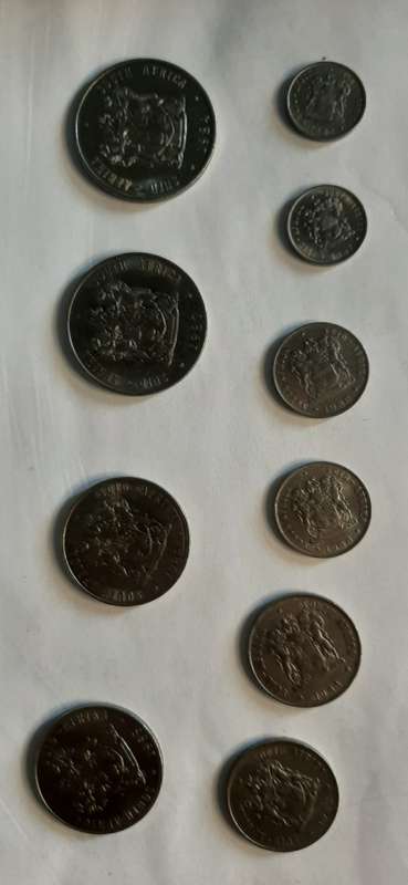 SOUTH AFRICA ANTIQUE COIN COLLECTION FROM 10C -R1 FULL SET