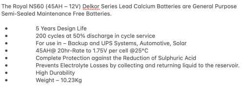 ROYAL 45AH BATTERY