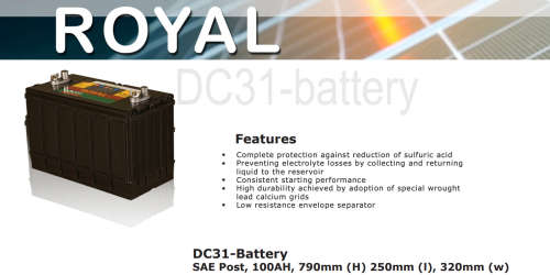 100AH ROYAL DELKOR DEEP CYCLE BATTERY (MARINE) 12V ,LOW STOCK AVAILABLE(DC31)