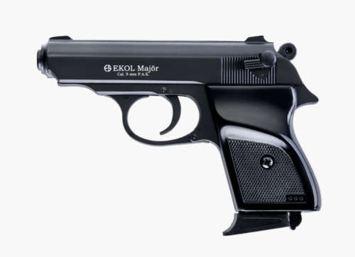 EKOL MAJOR BLACK 9MM BLANK PISTOL (SHOOTS 9MM BLANKS AND PEPPER BULLETS ,NO LICENSE REQUIRED)
