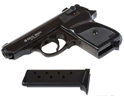 EKOL MAJOR BLACK 9MM BLANK PISTOL (SHOOTS 9MM BLANKS AND PEPPER BULLETS ,NO LICENSE REQUIRED)