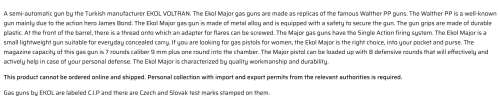 EKOL MAJOR BLACK 9MM BLANK PISTOL (SHOOTS 9MM BLANKS AND PEPPER BULLETS ,NO LICENSE REQUIRED)