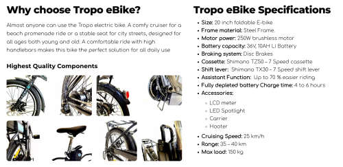 JUST ULTRA BIKES TROPO E-BIKE (NEWEST MODEL)