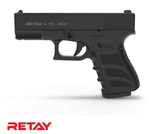 RETAY G19C (GLOCK 19 REPLICA) BLANK/PEPPER/TERGAS GUN BLACK