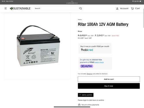 NEW 100AH RITAR BATTERY (SEALED LEAD ACID)