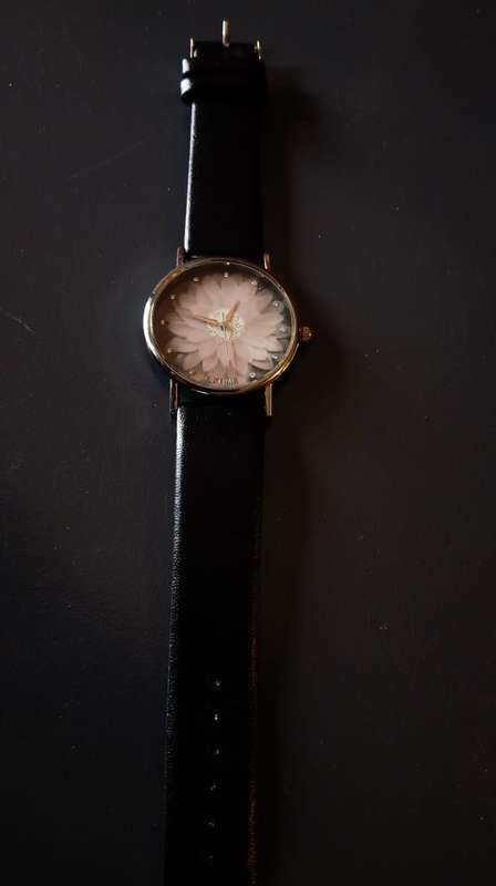 Black Band Flower Watch