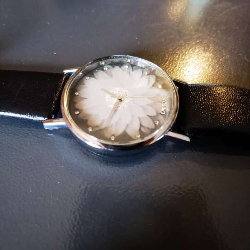 Black Band Flower Watch