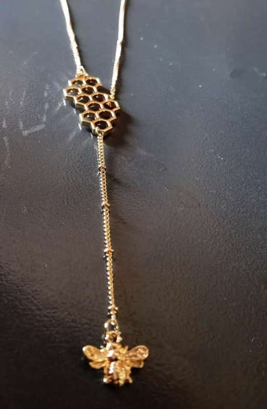 Bee & Honeycomb Charm Necklace