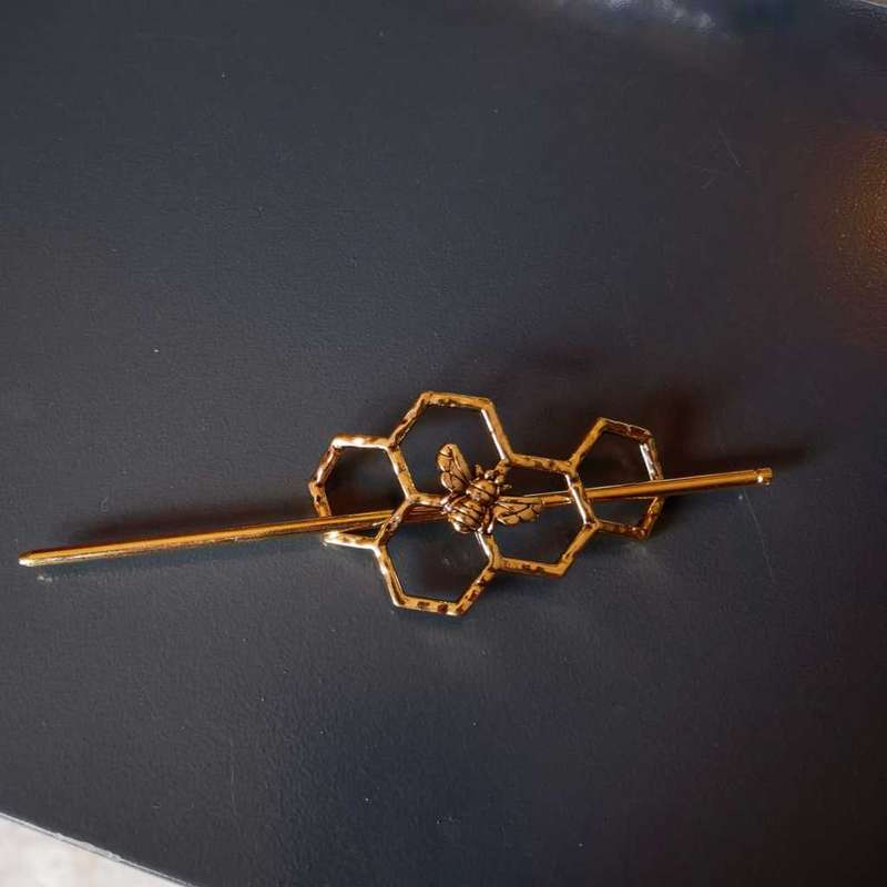 Bee Comb Hair Pin - Gold Colour