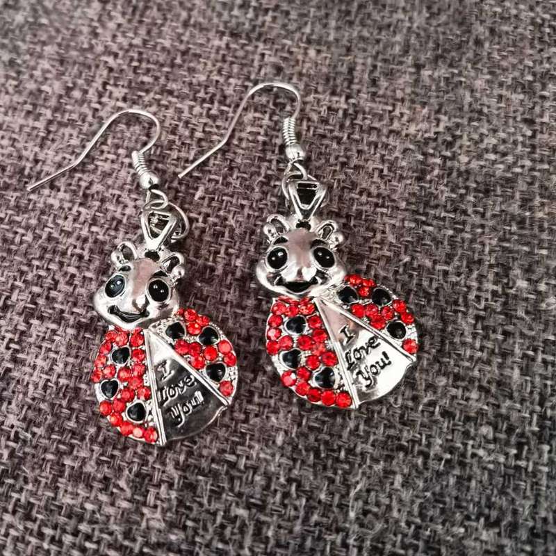 Ladybug Necklace and Earring Set - 4 Piece