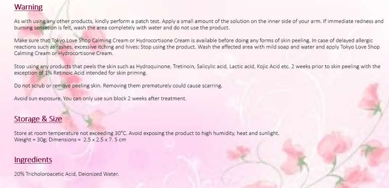 Japanese TCA Peel - 20% - Face and Body