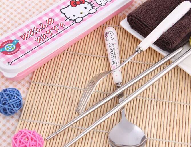 Hello Kitty Lunch Cutlery Set (Fork, Spoon and Chopstick)