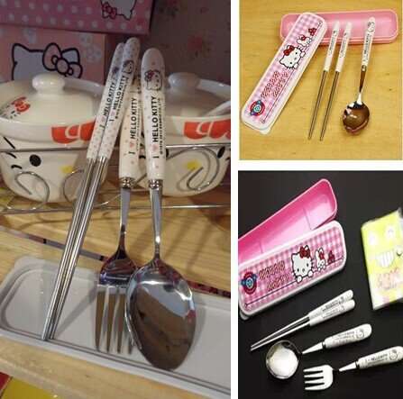 Hello Kitty Lunch Cutlery Set (Fork, Spoon and Chopstick)