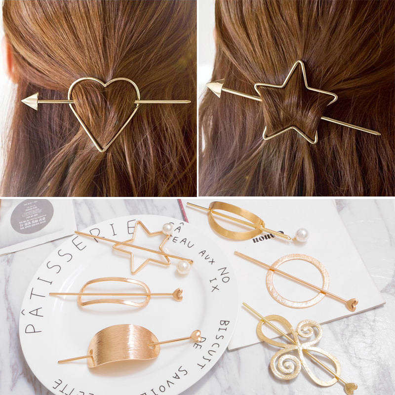 Korean Hair Accessories; Bun Stick; Gold Circle with stick