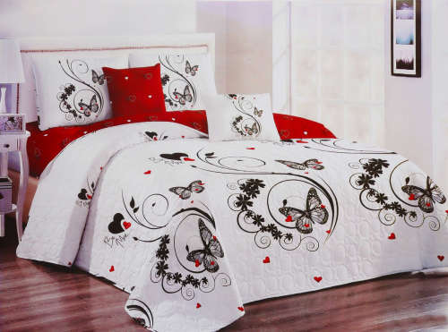 5 Piece Solid Embossed Bedspread Bed Cover -B