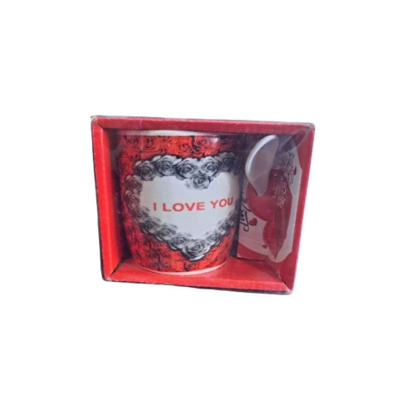I love you Gift mug and spoon- red