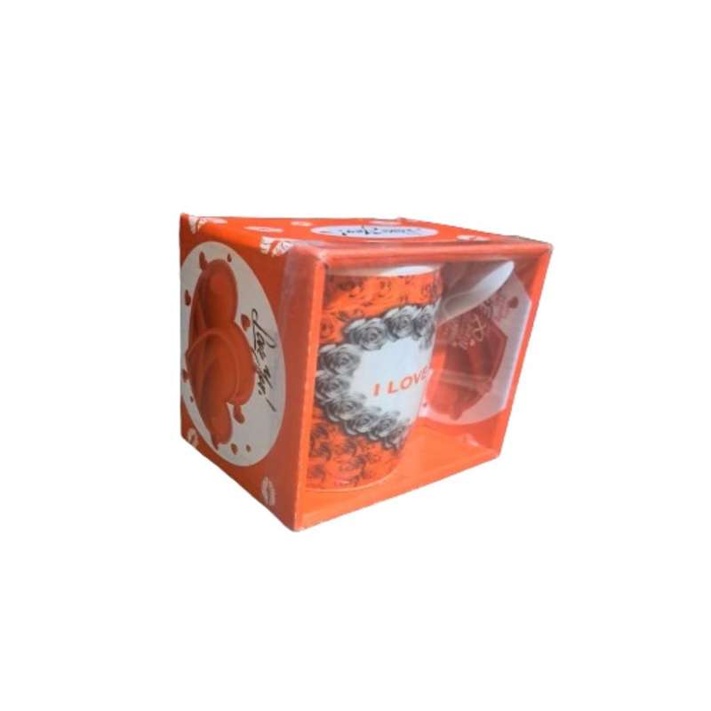 I love you Gift mug and spoon- red
