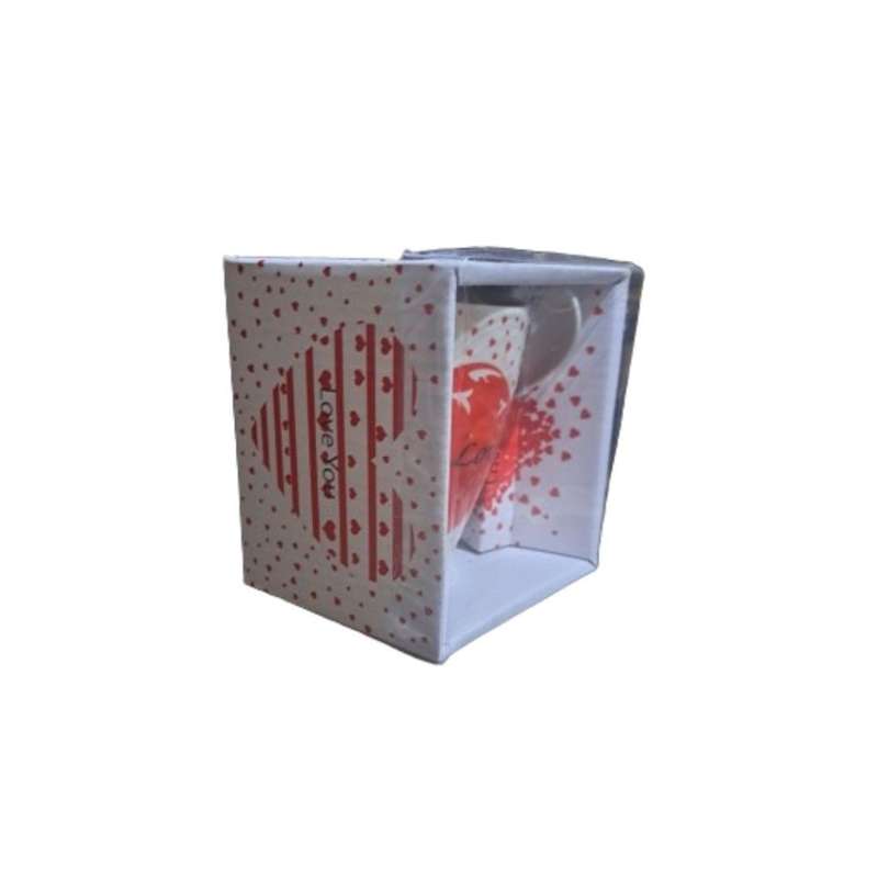 I love you Gift mug and spoon- white and red