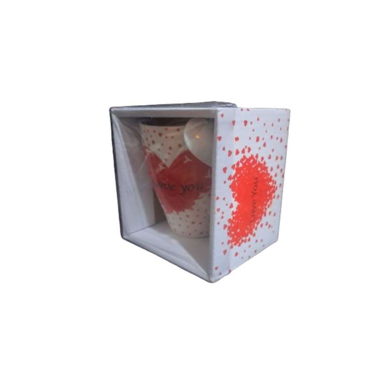 I love you Gift mug and spoon- white and red