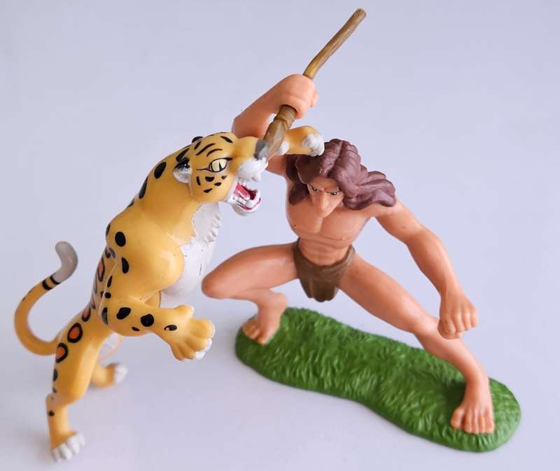 Tarzan and Sabor. Disney Figurines by Mattel. For Sale together