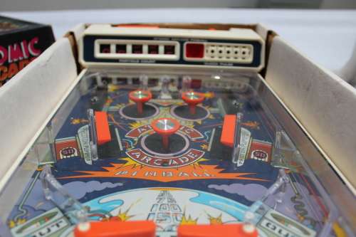 Vintage TOMY Atomic Arcade Pinball machine - desktop - working!!