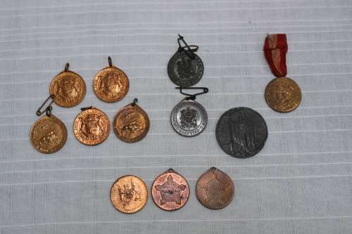 Medallions x 12 - the lot for R 160! - including the rare Edward VIII, Proposed Coronation, 1937, a