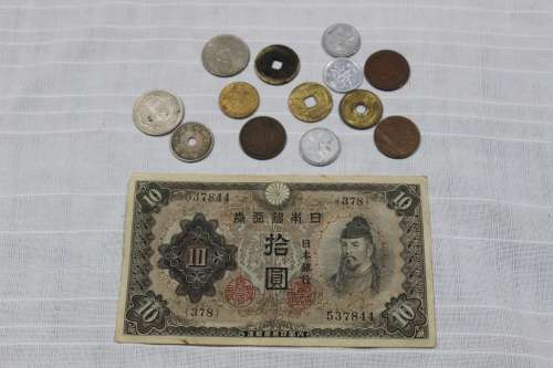 Chinese coins and note