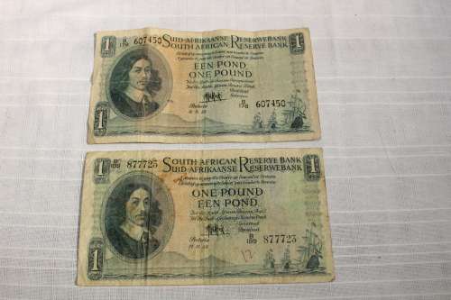 S. A. One pound notes x 2 - take both for R 135!