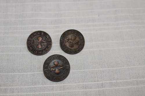 South African Women's Auxiliary Service badges x 3 - all numbered