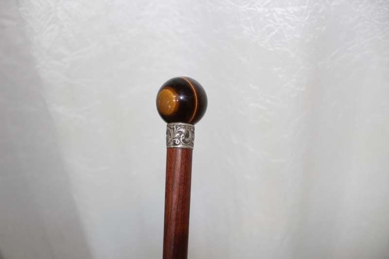 Walking stick - Sterling silver band and Tiger`s Eye knob!