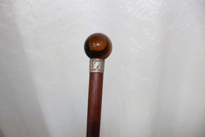 Walking stick - Sterling silver band and Tiger`s Eye knob!